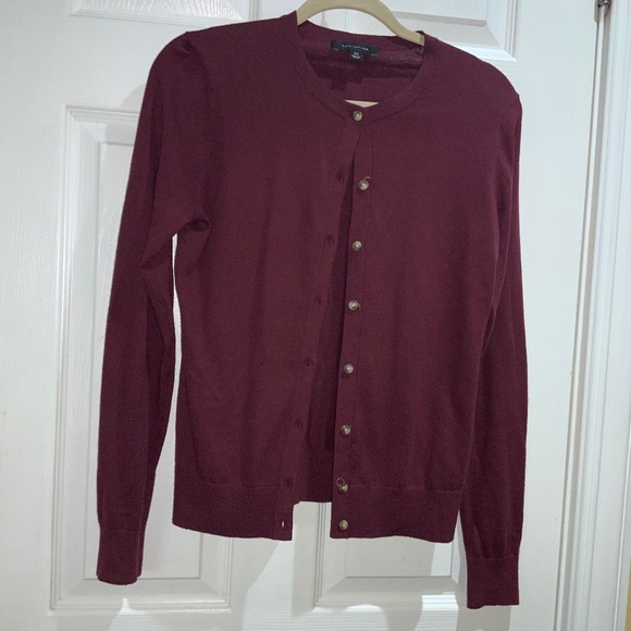 Ann Taylor burgundy Cotton / Modal blend cardigan sweater Sz XS - Picture 1 of 5